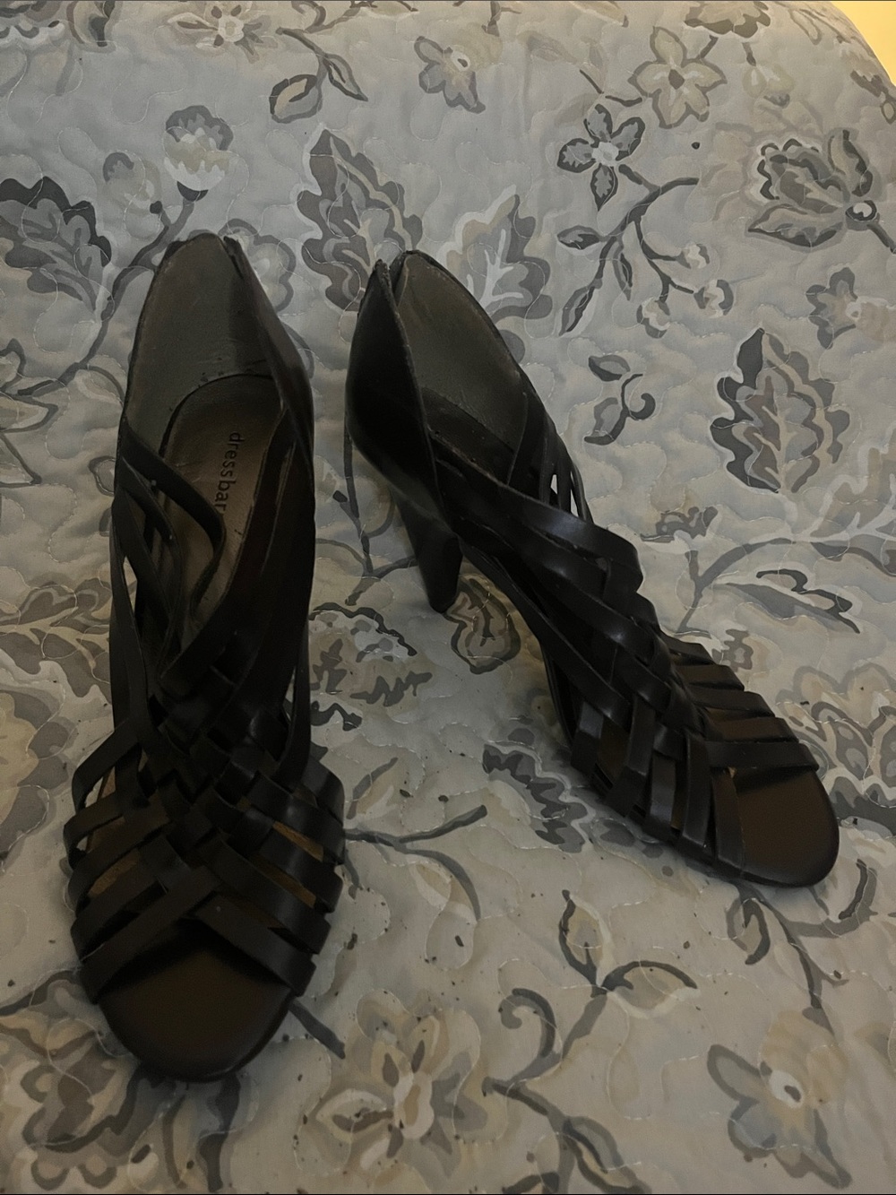 Dress Barn Black Woven Strappy Heel Sandals